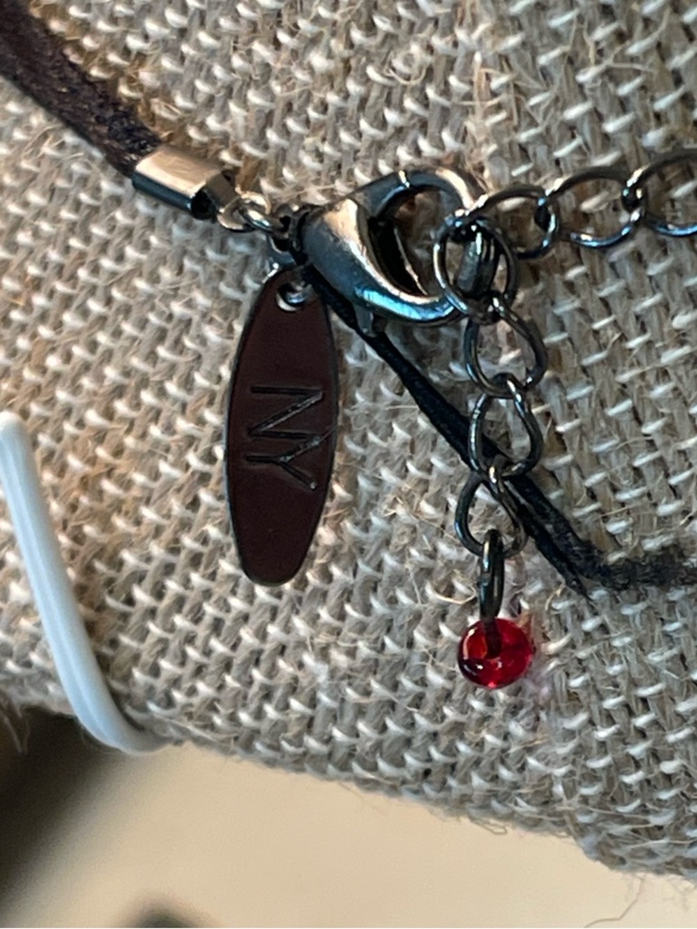 New York & Co Red Beaded Fringe Gunmetal Collar Necklace - Picture 5 of 7